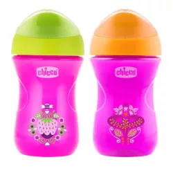 Chicco Easy Cup pohárik s okrajom 266 ml ružový