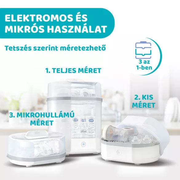 Chicco Elektrický parný sterilizátor 3 v 1 – biely