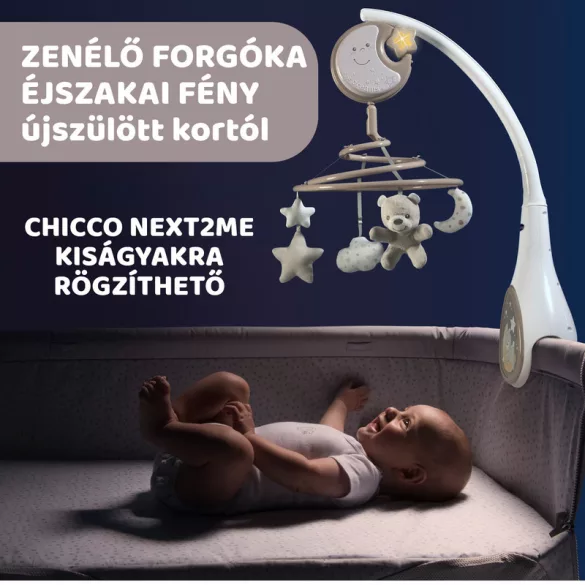 Chicco Next 2 Dreams hudobná otočná hračka – nočné svetlo Neutral