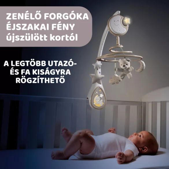 Chicco Next 2 Dreams hudobná otočná hračka – nočné svetlo Neutral