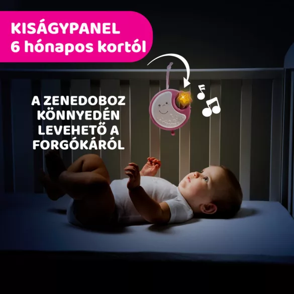 Chicco Next 2 Dreams hudobná otočná hračka – nočné svetielko, ružová