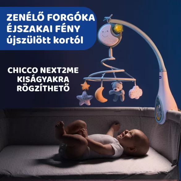 Chicco Next 2 Dreams hudobný otočný projektor – nočné svetlo modré