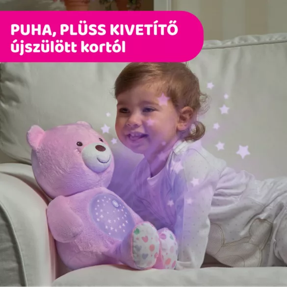Chicco Baby Bear plyšový medvedík s projektorom a nočným svetlom – ružový