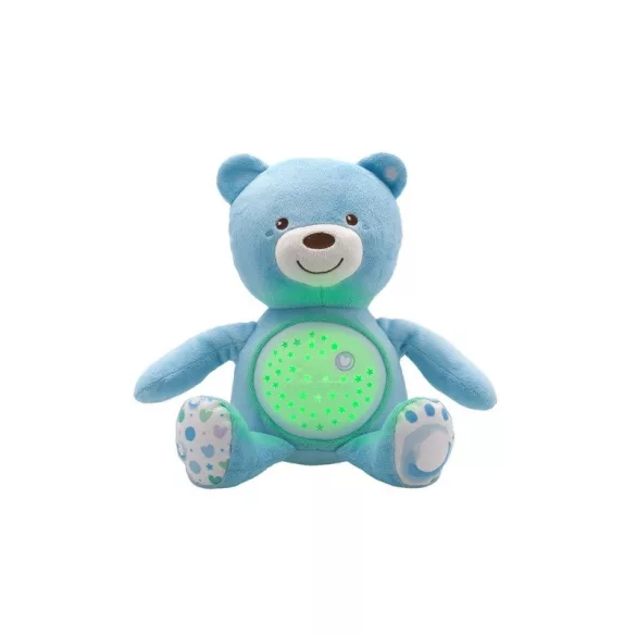 Chicco Baby Bear plyšový medvedík s projektorom a nočnou lampičkou – modrý