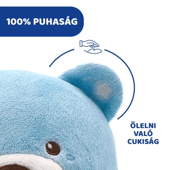 Chicco Baby Bear plyšový medvedík s projektorom a nočnou lampičkou – modrý