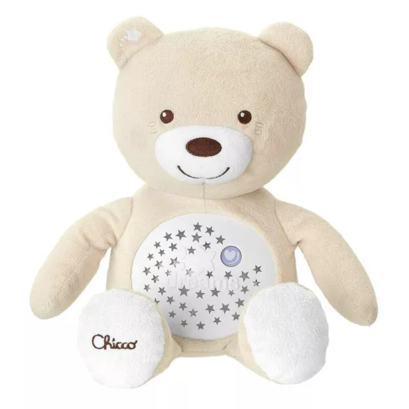Chicco Baby Bear plyšový medvedík s projektorom a nočnou lampičkou – neutrálna farba