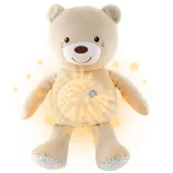Chicco Baby Bear plyšový medvedík s projektorom a nočnou lampičkou – neutrálna farba