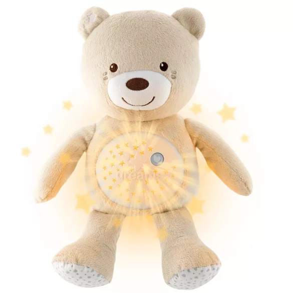 Chicco Baby Bear plyšový medvedík s projektorom a nočnou lampičkou – neutrálna farba