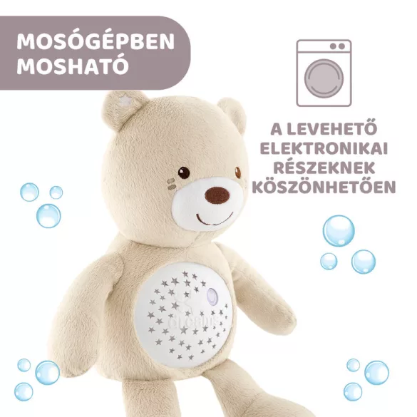 Chicco Baby Bear plyšový medvedík s projektorom a nočnou lampičkou – neutrálna farba