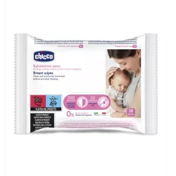   Chicco Utierky na prsia pred a po dojčení – 16 ks, s vitamínom E, glycerínom a prebiotikom Biolin®
