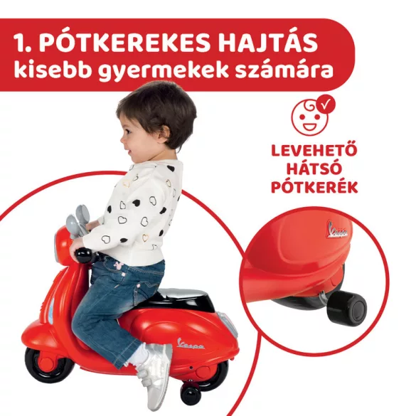 Chicco Vespa Primavera kolobežka 12–36 mesiacov, poháňaná nohou, červená