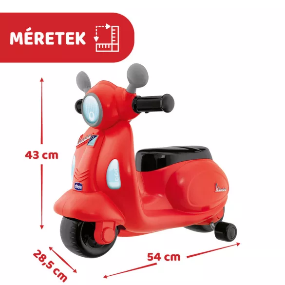 Chicco Vespa Primavera kolobežka 12–36 mesiacov, poháňaná nohou, červená