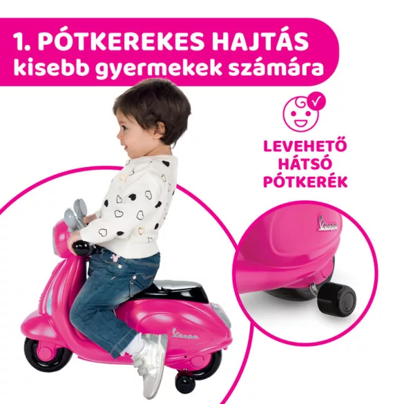 Chicco Vespa Primavera kolobežka 12–36 mesiacov, s pohonom nohou, ružová