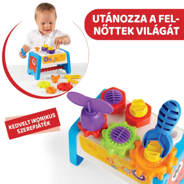Chicco Montážny stôl a kufrík s náradím 2 v 1 – rozvojová hračka