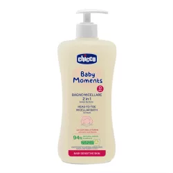   Chicco Micelárny kúpeľ 500 ml – sensitive Baby Moments – bavlníkový olej a vitamín E