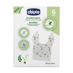   Chicco Eco Bibs rozložiteľné ekologické bryndáky, 36 ks, ekologický produkt
