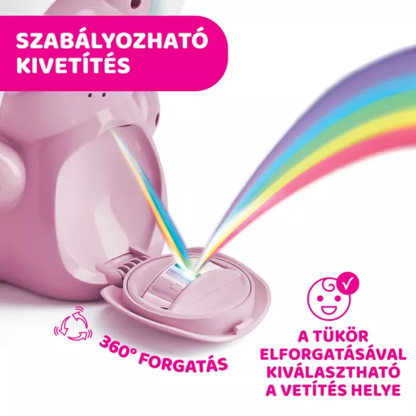Chicco Rainbow Bear – medvedík s hudobným a svetelným projektorom, na batérie, ružový