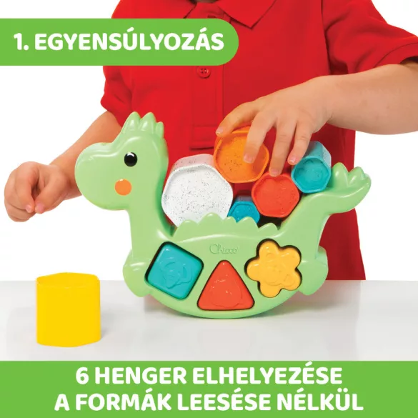Chicco Hojdacia stavebná hračka s dinosaurom 2 v 1 ECO+ z ekologického materiálu