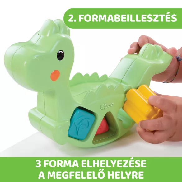 Chicco Hojdacia stavebná hračka s dinosaurom 2 v 1 ECO+ z ekologického materiálu