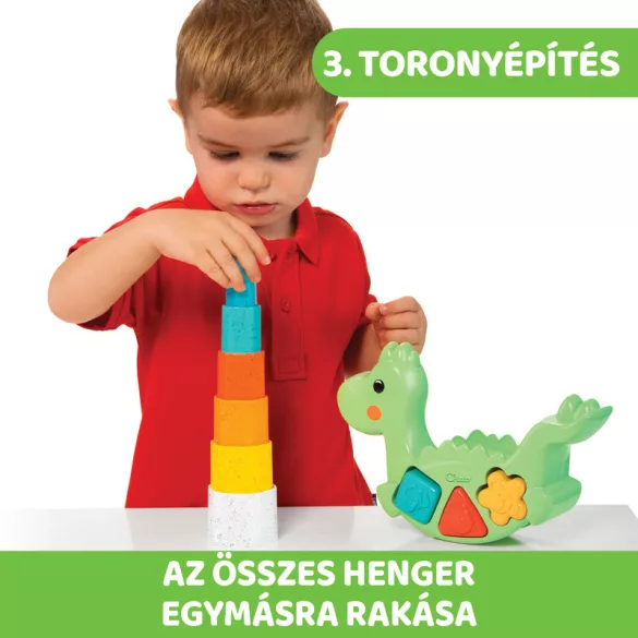 Chicco Hojdacia stavebná hračka s dinosaurom 2 v 1 ECO+ z ekologického materiálu