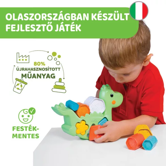Chicco Hojdacia stavebná hračka s dinosaurom 2 v 1 ECO+ z ekologického materiálu