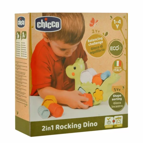 Chicco Hojdacia stavebná hračka s dinosaurom 2 v 1 ECO+ z ekologického materiálu