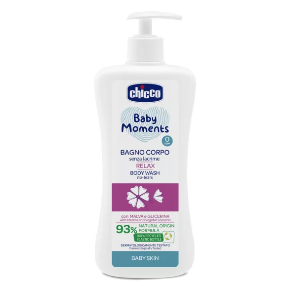 Chicco Kúpeľová voda Relax 500 ml – bezslzový výťažok z slezu a rastlinný glycerín