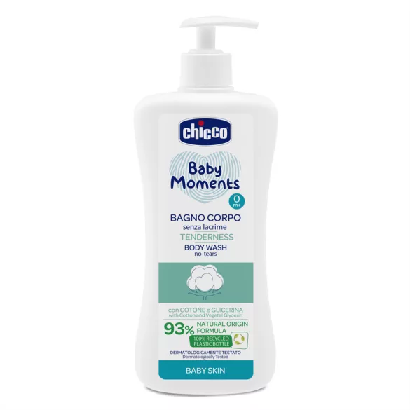 Chicco Kúpeľová emulzia Tenderness 500 ml – s výťažkom z bavlny, ktorý neštípe v očiach, a rastlinným glycerínom