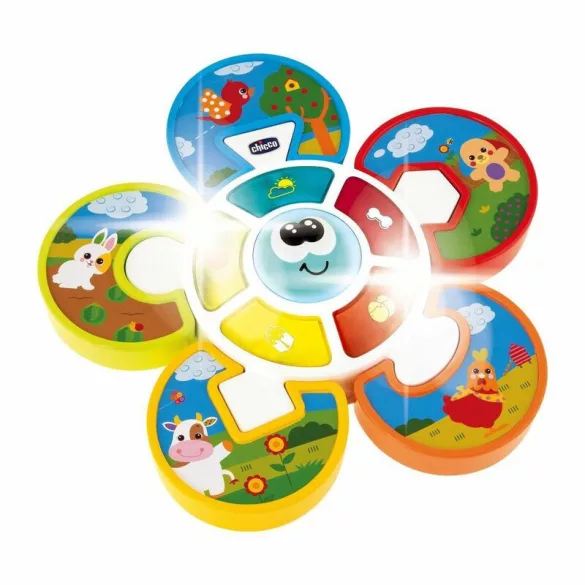 Chicco Kvetinové puzzle so zvieracími figúrkami – zvuk a svetlo Guess the animal