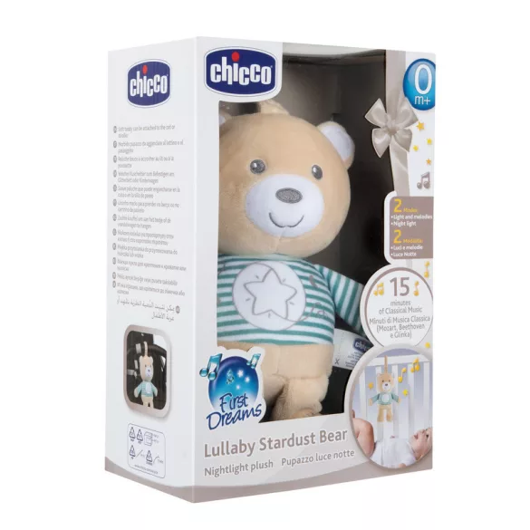 Chicco Lullaby Stardust Bear hudobný a svietiaci plyšový medvedík na uspávanie