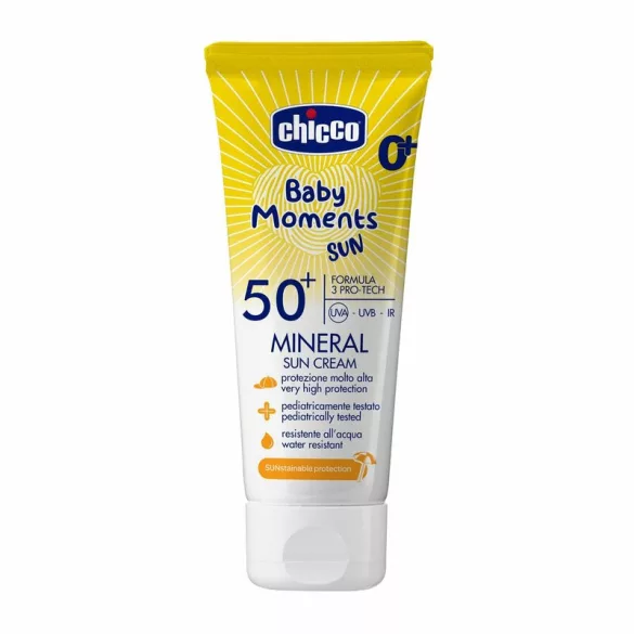 Chicco Minerálny opaľovací krém SPF50+ (75 ml) – veľmi vysoká ochrana proti UVA, UVB a infračervenému žiareniu