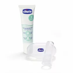   Sada gélov na čistenie ďasien Chicco s prstovou kefkou a puzdrom – bezfarebná