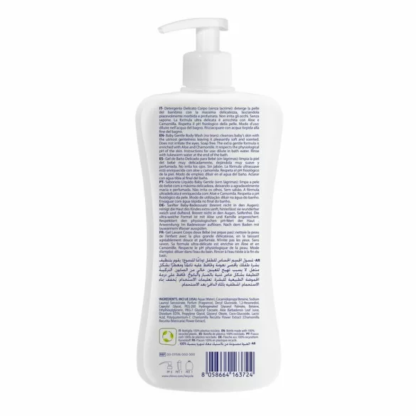 Chicco Jemný detský kúpeľ 500 ml s výťažkom z aloe a harmančeka – modro-biely