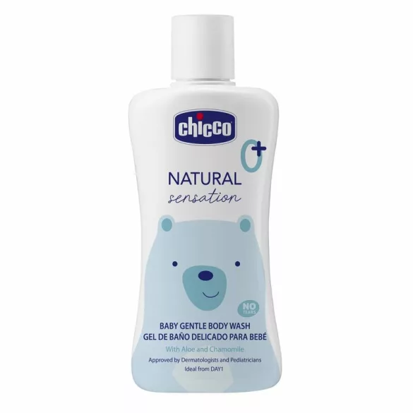Chicco Jemný detský kúpeľ, Natural Sensation s výťažkom z aloe a harmančeka, modro-biely, 200 ml