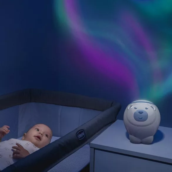 Chicco Polárny medveď projektor na detskú postieľku, stôl Polar Bear ružová