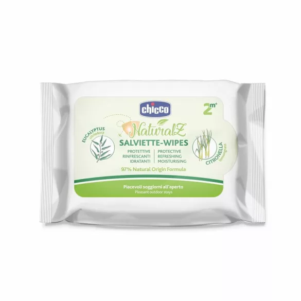 Chicco NaturalZ vlhčené utierky 20 ks s éterickými olejmi z eukalyptu a citrónovej trávy