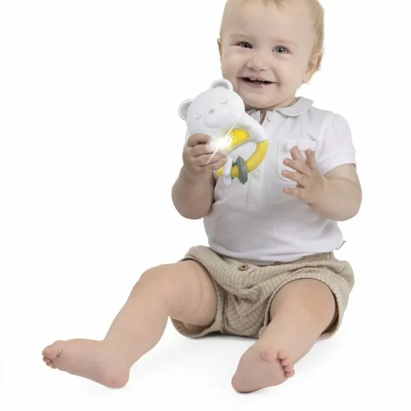 Chicco Day & Night Bear hudobná hrkálka a nočné svetielko – medvedík, biela