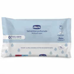   Chicco Voňavé vlhčené utierky 72 ks s lotosovou vodou – modré