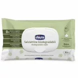 Chicco Biologicky rozložiteľné vlhčené utierky 60 ks bez vône bez plastu
