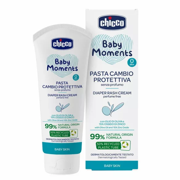 Chicco krém na opareniny proti opareninám od plienok 100 ml, 15 % oxidu zinočnatého, bez vône, 99 % prírodný