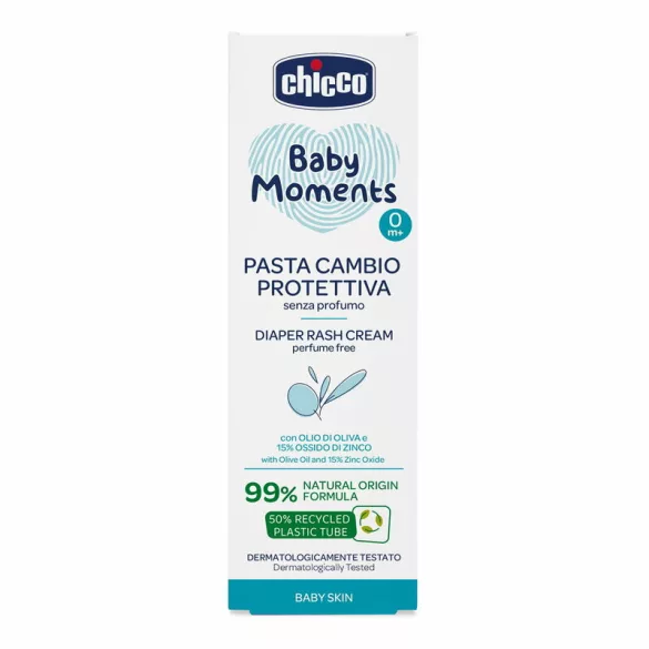 Chicco krém na opareniny proti opareninám od plienok 100 ml, 15 % oxidu zinočnatého, bez vône, 99 % prírodný