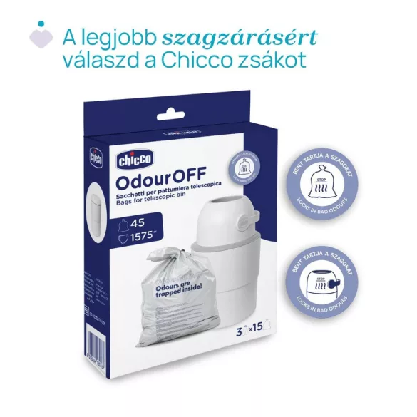 Chicco Teleskopický kontajner na plienky (s 15 nylonovými vrecúškami) bez dodatočných nákladov na náplň