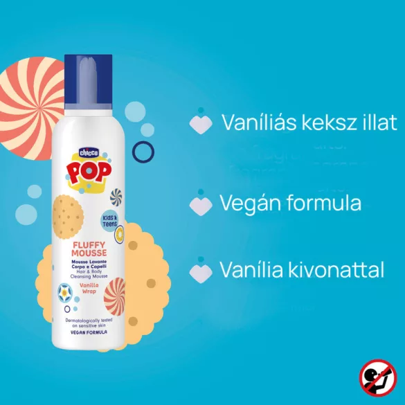 Chicco POP Penový šampón a kúpeľový sprej 200 ml s vôňou vanilkových sušienok pre deti a tínedžerov