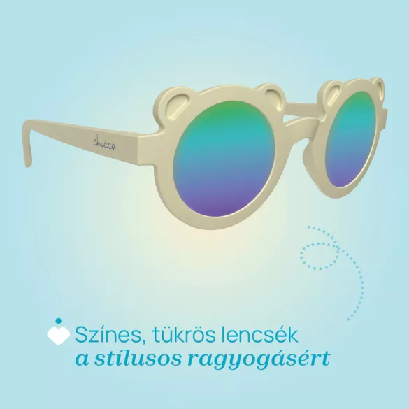 Slnečné okuliare Chicco 36m+ v krémovej farbe so zrkadlovými sklami, vysoká ochrana proti UVA a UVB