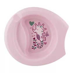 Chicco Easy Feeding protisklzový tanier, ružový