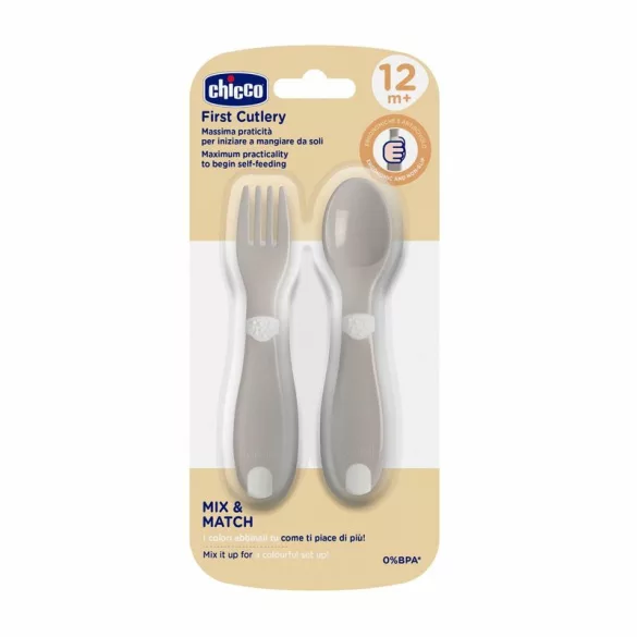 Chicco Sada lyžice a vidličky, ergonomická