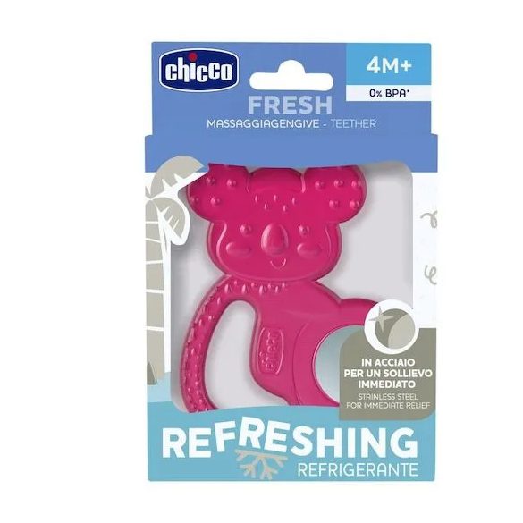 Chicco Koala hryzátko s krúžkom s nehrdzavejúcej ocele 4m+ pink