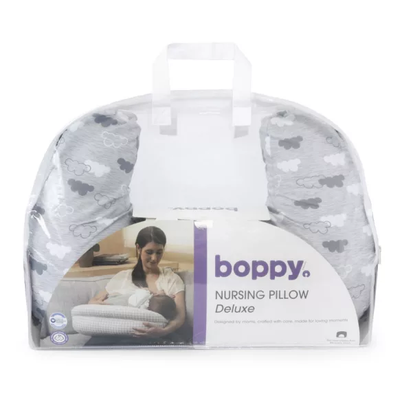 Chicco Boppy Deluxe dojčiaci vankúš s výplňou zachovávajúcou tvar – sivý