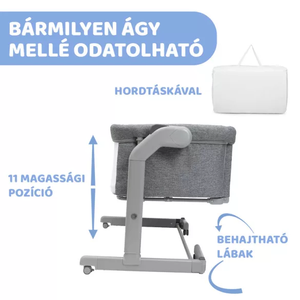 Detská postieľka Chicco Next2me Magic Evo na spanie s rodičmi, 0–6 mesiacov, Dark Grey