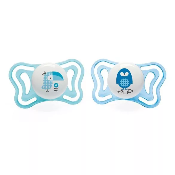 Chicco Physio Forma Light silikónové cumíky 2 ks, 2–6 mesiacov, modré